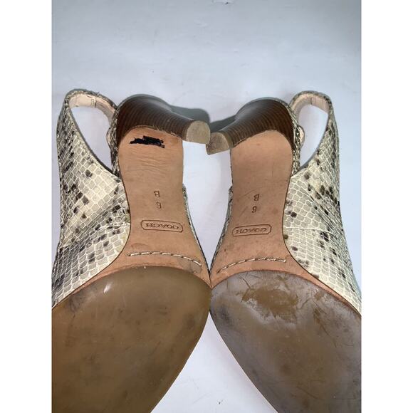 Coach Womens Alma Snake Print Stiletto Slingback Heels Size 6 - Picture 6 of 7